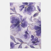 すみれの花 水彩画 紫の花 ペイント キッチンタオル (縦)