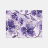 すみれの花 水彩 紫の花 絵画 フリースブランケット (正面(横))