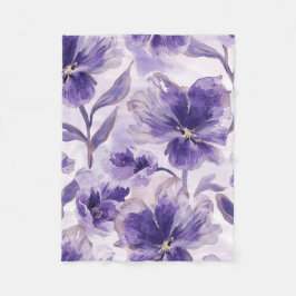 すみれの花 水彩 紫の花 絵画 フリースブランケット