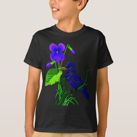 すみれ色およびアオカケス Tシャツ (正面)