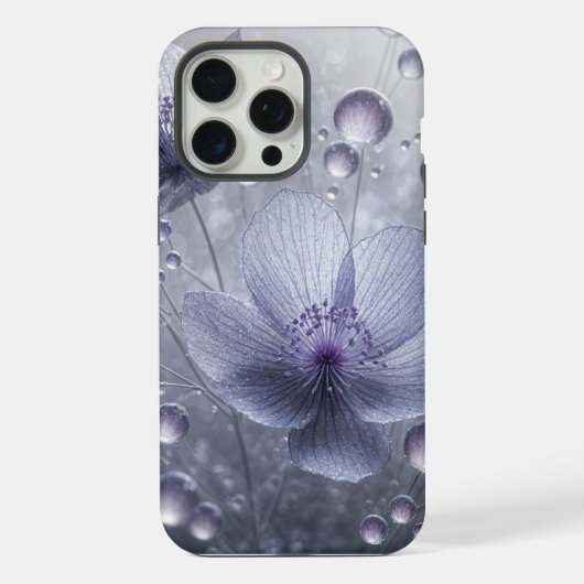 すみれ色のコスモスと露の雫 iPhoneケース (裏面)