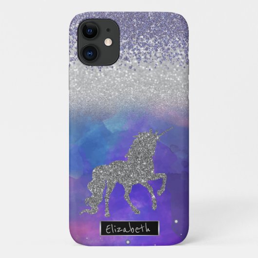 すみれ色のダイヤモンド グリッター ユニコーン Case-Mate iPhoneケース (裏面)
