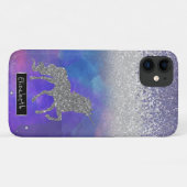 すみれ色のダイヤモンド グリッター ユニコーン Case-Mate iPhoneケース (裏面(横))