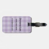 すみれ色のチェック模様の背景 ラゲッジタグ (裏面横)