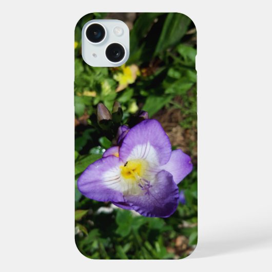 すみれ色のフリージアの花 iPhoneケース (裏面)
