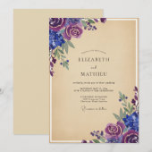 すみれ色のペインテッド・ボタン wedding 招待状 (正面/裏面)