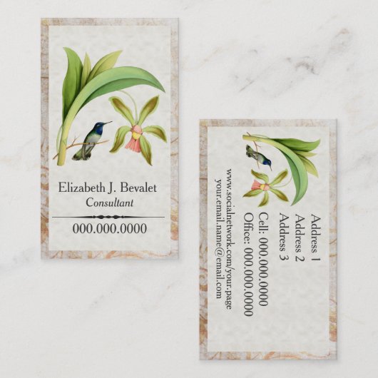 すみれ色の先頭に立たれたハチドリの名刺 名刺 (正面/裏面)