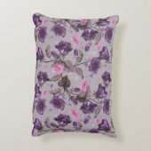 すみれ色の振鈴およびピンクの蝶パターン アクセントクッション (裏面(縦))