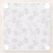 すみれ色の振鈴およびピンクの蝶パターン ガラスコースター (裏面)