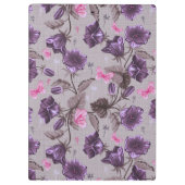 すみれ色の振鈴およびピンクの蝶パターン クリップボード (裏面)