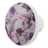 すみれ色の振鈴およびピンクの蝶パターン セラミックノブ (右)