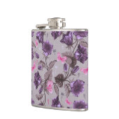 すみれ色の振鈴およびピンクの蝶パターン フラスク (左)