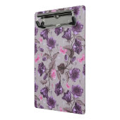 すみれ色の振鈴およびピンクの蝶パターン ミニクリップボード (アングル2)