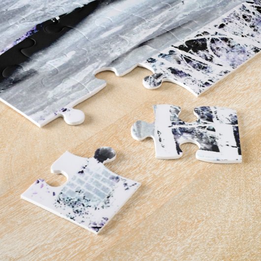 すみれ色の森林木の紫色の灰色の芸術の写真撮影 ジグソーパズル (側面)