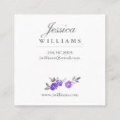 すみれ色の水彩画のバラのリースの名刺 スクエア名刺 (裏面)