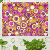 すみれ色の水玉模様パターン キッチンタオル (折り畳み)