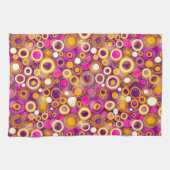 すみれ色の水玉模様パターン キッチンタオル (横)