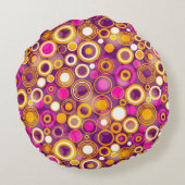 すみれ色の水玉模様パターン ラウンドクッション (裏面)