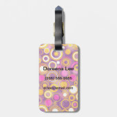 すみれ色の水玉模様パターン ラゲッジタグ (裏面縦)