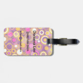 すみれ色の水玉模様パターン ラゲッジタグ (裏面横)