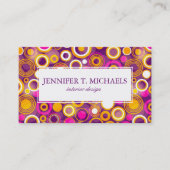 すみれ色の水玉模様パターン 名刺 (正面)