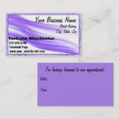 すみれ色の流れる縞および螺線形のボーダー 予約カード (正面/裏面)