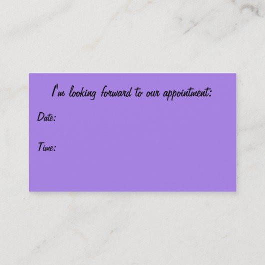 すみれ色の流れる縞および螺線形のボーダー 予約カード (裏面)