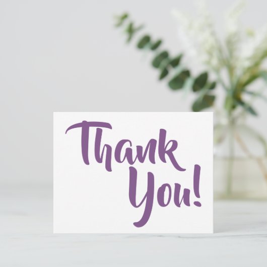 すみれ色の紫色の書道は感謝していしています ポストカード (スタンド正面)