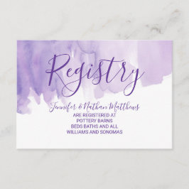 すみれ色の紫色の水彩画のしぶきのギフト登録 エンクロージャーカード