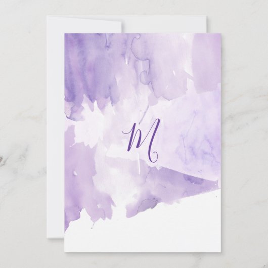 すみれ色の紫色の水彩画のしぶきのベビーシャワー 招待状 (裏面)