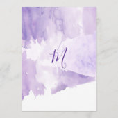 すみれ色の紫色の水彩画のしぶきの結婚式メニュー メニュー (裏面)