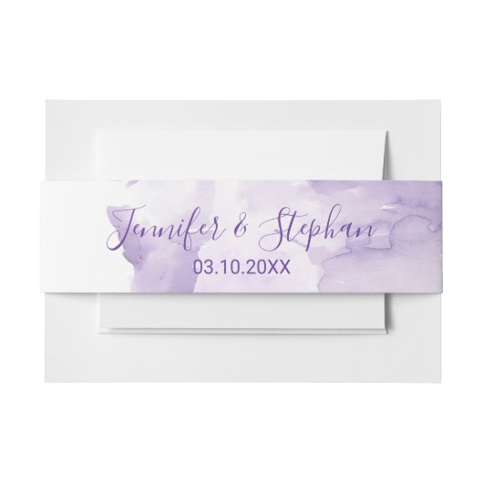 すみれ色の紫色の水彩画のしぶきの腹バンド 招待状ベリーバンド (正面例)