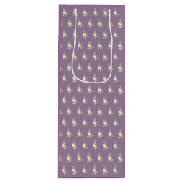 すみれ色の背景にかわいいコルギ犬の柄 ワインギフトバッグ