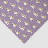 すみれ色の背景にかわいいコルギ犬の柄 薄葉紙 (詳細)