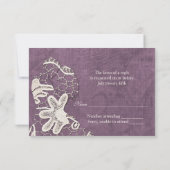 すみれ色の背景RSVPのエレガントなレース 出欠カード (裏面)