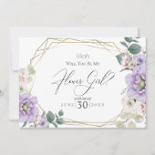 すみれ色の芍薬の花  私のフラワーガールになってくれる？ 招待状 (正面)