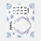 すみれ色の花のベビーのマイル標石 フリースブランケット (正面)