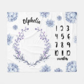 すみれ色の花のベビーのマイル標石 フリースブランケット (正面(横))