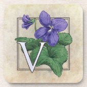 すみれ色の花のモノグラムのためのV コースター (正面)