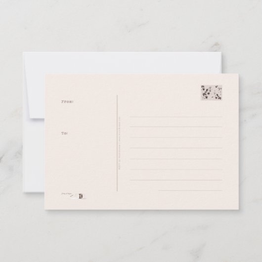 すみれ色の花の挨拶状 カード (裏面)