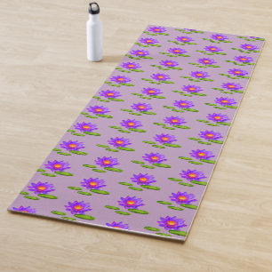 すみれ色の蓮の花と蓮の葉 ヨガマット
