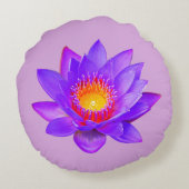 すみれ色の蓮の花 on Violet ラウンドクッション (裏面)