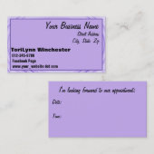 すみれ色の螺線形のボーダー 予約カード (正面/裏面)