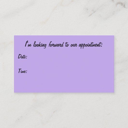 すみれ色の螺線形のボーダー 予約カード (裏面)