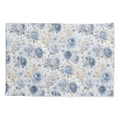 すみれ色の青いバラの花水彩画 枕カバー (裏面)