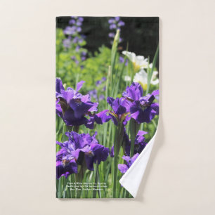 すみれ色及び白いシベリアのアイリス、Baptisia ハンドタオル