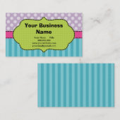 すみれ色、ピンク、青く、水玉模様および縞 名刺 (正面/裏面)