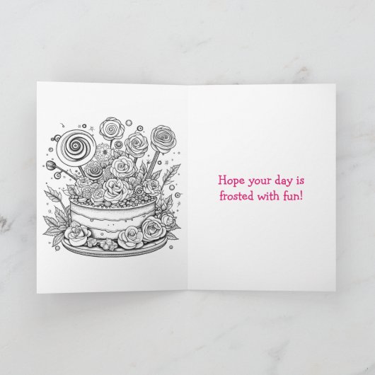 すりお洒落つきケーキパーソナライズされた誕生日 カード (内部)