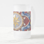 すりガラスのマグカップとコロンビアの色デザイン フロストグラスビールジョッキ (正面右)