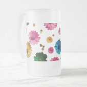 すりガラスのマグカップ – フローラ爆発デザイン(16oz) フロストグラスビールジョッキ (正面左)